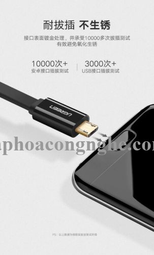 Ugreen 30675 0.5M màu Đen Cáp sạc truyền dữ liệu USB 2.0 sang MICRO USB dáng dẹt US118 30030675